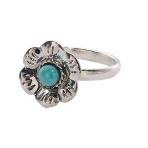 SEED & SAGE Mexico Sterling Silver Turquoise Stone Flower Ring